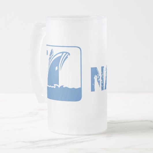 Navy koude mok (Voorkant links)