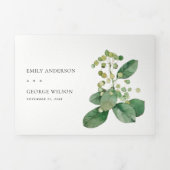 NAVY KRAFT BERRY LEAFY FOLIAGE GREENERY WEDDING DRIELUIK UITNODIGING (Cover)