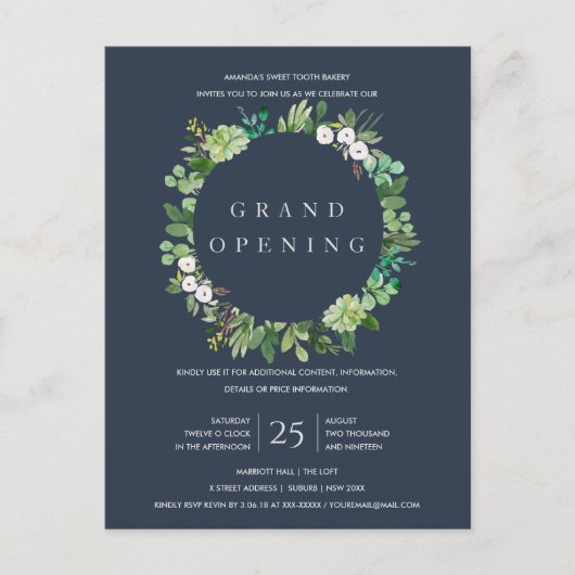 NAVY KRAFT FOLIAGE LIJST GRAND OPENING CEREMONY BRIEFKAART (Voorkant)