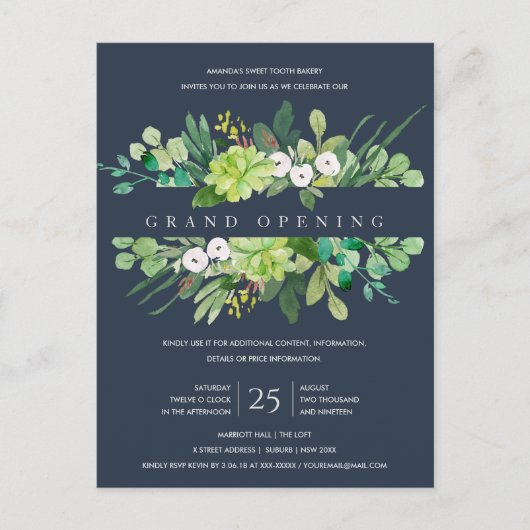 NAVY KRAFT FOLIAGE LIJST GRAND OPENING CEREMONY BRIEFKAART (Voorkant)