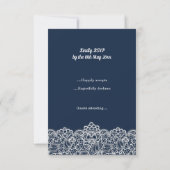 Navy lace elegant all event rsvp response kaartje (Achterkant)