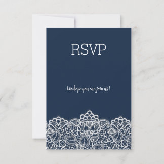 Navy lace elegant all event rsvp response kaartje