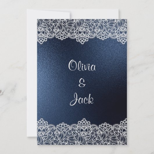 NAVY LACE ELEGANT & RUSTIC WEDDING KAART (Voorkant)