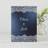 NAVY LACE ELEGANT & RUSTIC WEDDING KAART (Staand voorkant)
