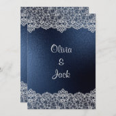 NAVY LACE ELEGANT & RUSTIC WEDDING KAART (Voorkant / Achterkant)
