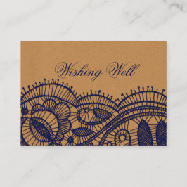Navy Lace en Kraft Paper Wedding Informatiekaartje