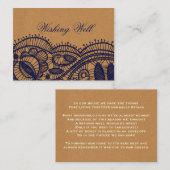 Navy Lace en Kraft Paper Wedding Informatiekaartje (Voorkant / Achterkant)