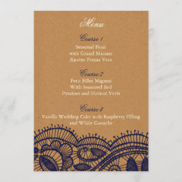 Navy Lace en Kraft Paper Wedding Menu
