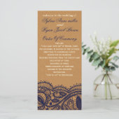 Navy Lace en Kraft Paper Wedding Programmakaart (Staand voorkant)