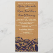 Navy Lace en Kraft Paper Wedding Programmakaart (Voorkant)