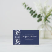 Navy Lace Monogram Trouwwebsite Kaart (Staand voorkant)