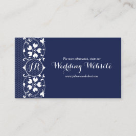 Navy Lace Monogram Trouwwebsite Kaart