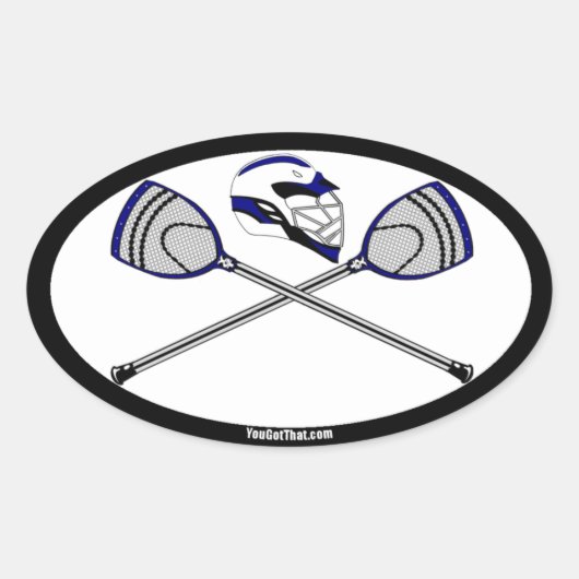 Navy Lacrosse Goalie Sticks en Helm Ovale Sticker (Voorkant)
