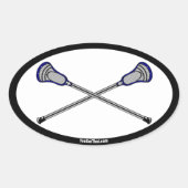 Navy Lacrosse Sticks Ovale Sticker (Voorkant)