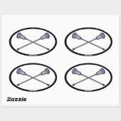 Navy Lacrosse Sticks Ovale Sticker (Vel)