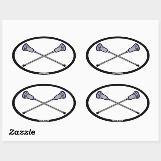 Navy Lacrosse Sticks Ovale Sticker (Vel)