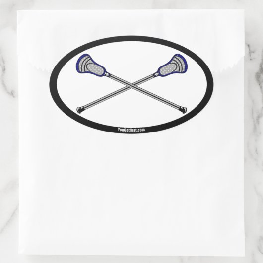 Navy Lacrosse Sticks Ovale Sticker (Tas)