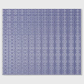 Navy Large Greek Key Print Cadeaupapier (Vlak)