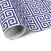 Navy Large Greek Key Print Cadeaupapier (Rol Hoek)