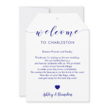 Navy Large Wedding Welcome Label, Letter Itinerary