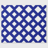 Navy Lattice met Witte Diamanten geschenkverpakkin Cadeaupapier (Vlak)