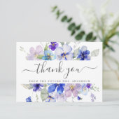 Navy Lavendel Floral Viola Paarse Vrijgezellenfees Bedankkaart (Staand voorkant)