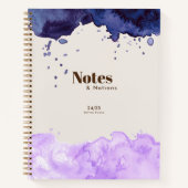 Navy & Lavendel Waterverf Dagblad Notitieboek (Voorkant)