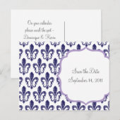 Navy/Lavender Save the Date Briefkaart (Voorkant / Achterkant)