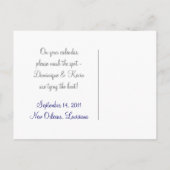 Navy/Lavender Save the Date Briefkaart (Achterkant)