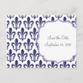 Navy/Lavender Save the Date Briefkaart (Voorkant)