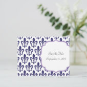 Navy/Lavender Save the Date Briefkaart (Staand voorkant)