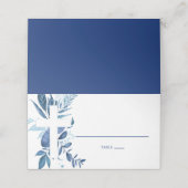 Navy Leaf Cross Boy Baptism Folded Tent Place Card Plaatskaartje (Buitenkant ongevouwen)