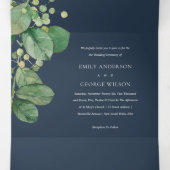 NAVY LEAFY FOLIAGE GREENERY WATERVERF WEDDING DRIELUIK UITNODIGING (Binnenkant midden)