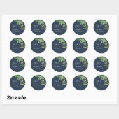 NAVY LEAFY FOLIAGE GREENERY WATERVERF WEDDING RONDE STICKER (Vel)
