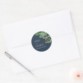 NAVY LEAFY FOLIAGE GREENERY WATERVERF WEDDING RONDE STICKER (Envelop)