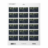 NAVY LEAFY GREEN FOLIAGE WATERVERF ADRES ETIKET (Full Sheet)