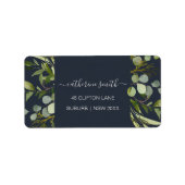 NAVY LEAFY GREEN FOLIAGE WATERVERF ADRES ETIKET (Voorkant)