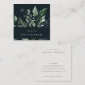 Navy Leafy Tropical Foliage Fern Vierkante Visitekaartje (Voorkant / Achterkant)