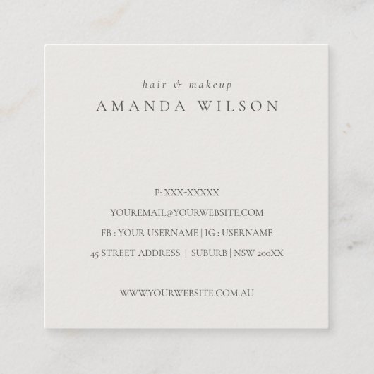 Navy Leafy Tropical Foliage Fern Vierkante Visitekaartje (Achterkant)