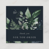 Navy Leafy Tropical Foliage Fern Vierkante Visitekaartje (Voorkant)