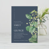 NAVY LEAVES FOLIAGE GREENERY COUPLE SHOWER CARD BEDANKKAART (Staand voorkant)