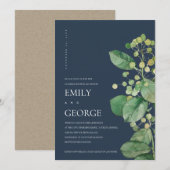 NAVY LEAVES FOLIAGE GREENERY COUPLE SHOWER CARD BEDANKKAART (Voorkant / Achterkant)