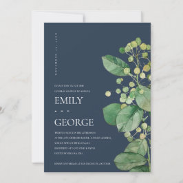 NAVY LEAVES FOLIAGE GREENERY COUPLE SHOWER CARD BEDANKKAART
