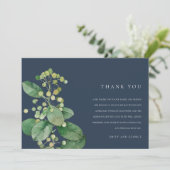 NAVY LEAVES FOLIAGE GREENERY WATERCOLOR WEDDING BEDANKKAART (Staand voorkant)
