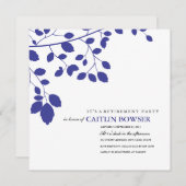 Navy Leaves Retirement Party Invite Kaart (Voorkant / Achterkant)
