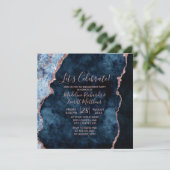 Navy Let's Celebrate Engagement Party Invitation Kaart (Staand voorkant)