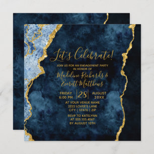 Navy Let's Celebrate Engagement Party Invitation Kaart