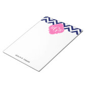 Navy Lg Chevron Hot Pink #2 Quatrefoil 3 Monogram Notitieblok (Schuin)