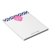 Navy Lg Chevron Hot Pink #2 Quatrefoil 3 Monogram Notitieblok (Schuin)
