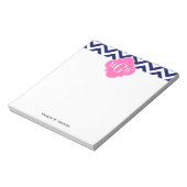 Navy Lg Chevron Hot Pink #2 Quatrefoil 3 Monogram Notitieblok (Linkerzijde)